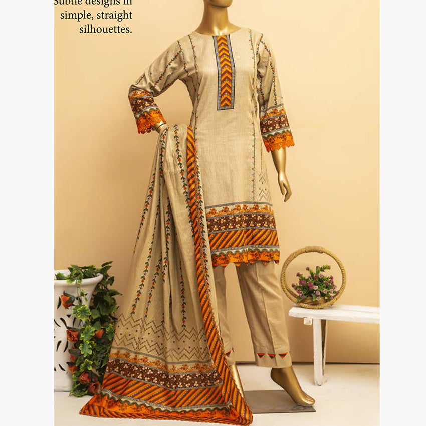 Imwaj Standard Printed Cotton Unstitched 3Pcs Suit - 7-B, Women, 3Pcs Shalwar Suit, Chase Value, Chase Value