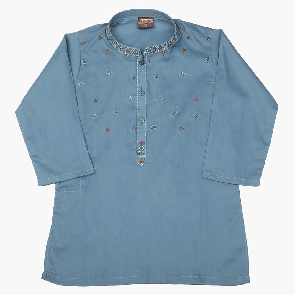 Boys Embroidered Shalwar Suit - Steel Blue, Boys Shalwar Kameez, Chase Value, Chase Value