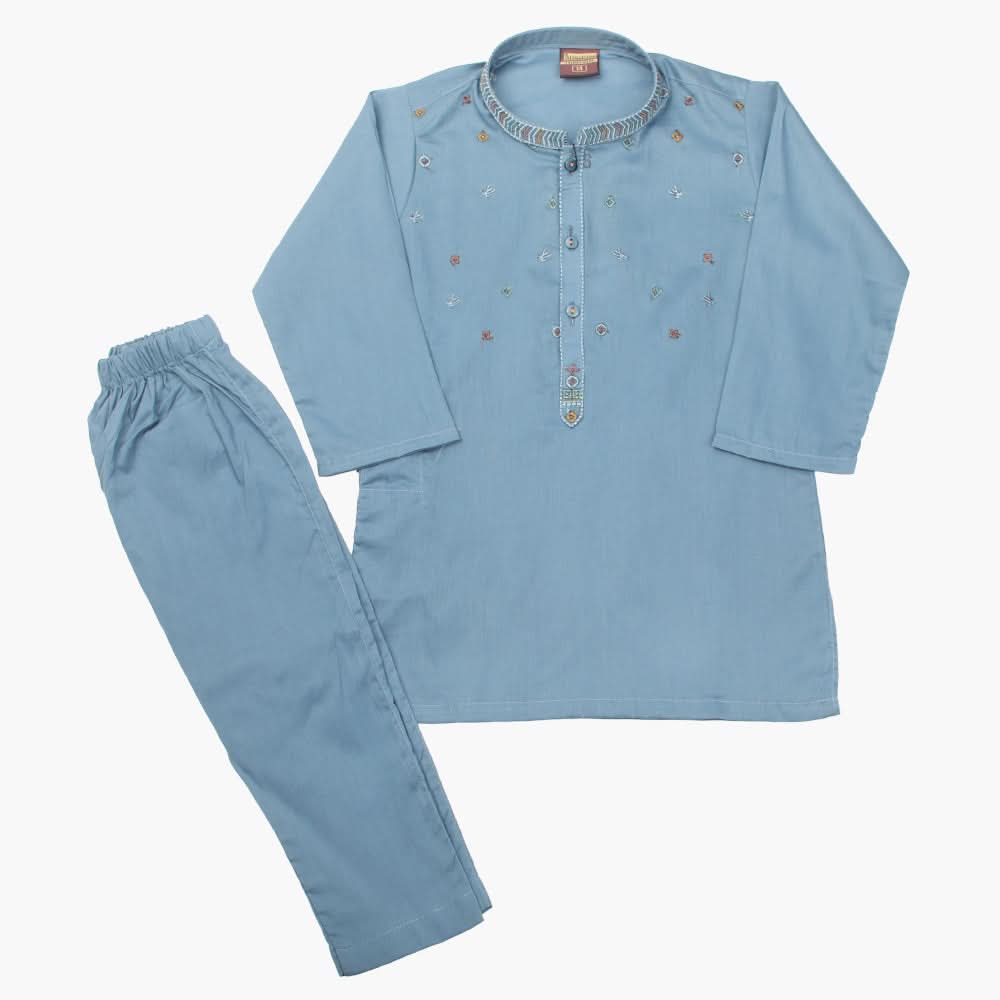 Boys Embroidered Shalwar Suit - Steel Blue, Boys Shalwar Kameez, Chase Value, Chase Value