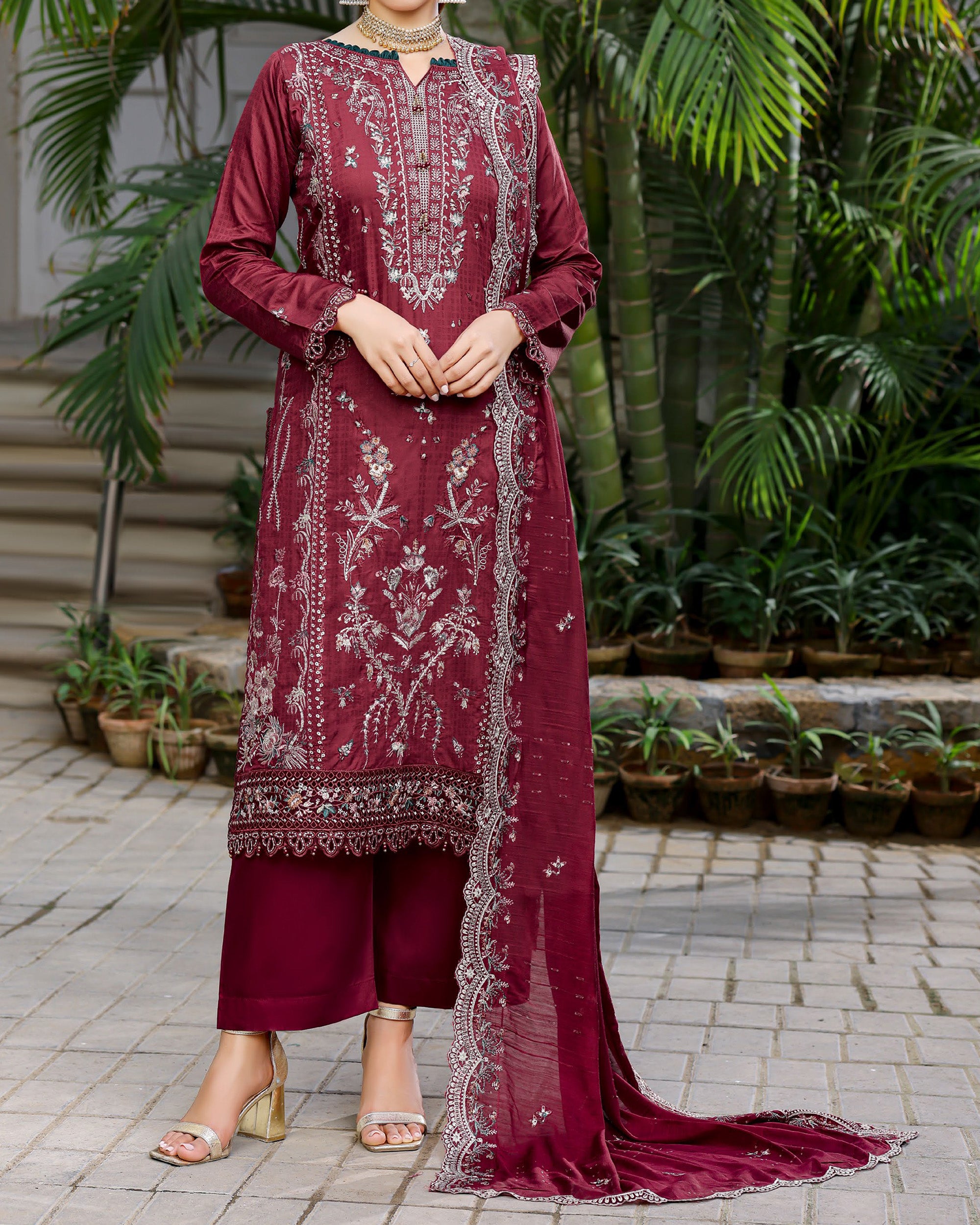 RA-Bin Hameed Tamin Viscose Fancy Embroidered Suit - 3 Pc