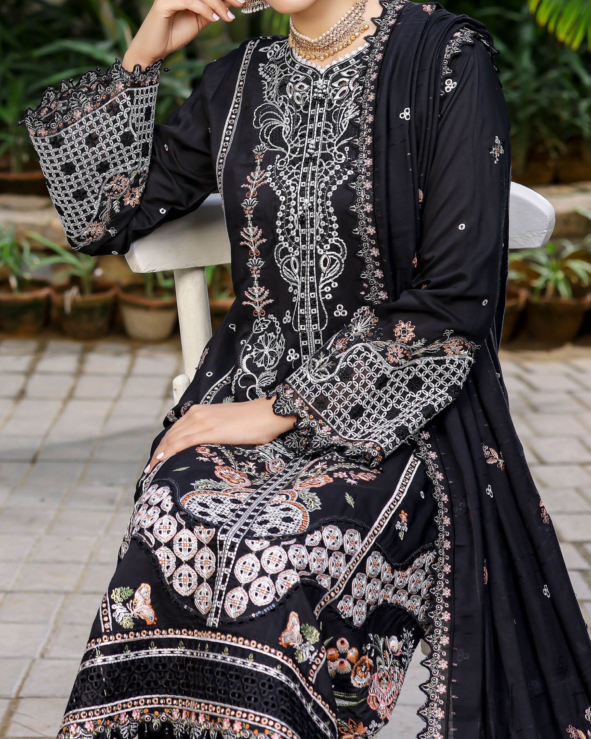 RA-Bin Hameed Tamin Viscose Fancy Embroidered Suit - 3 Pc