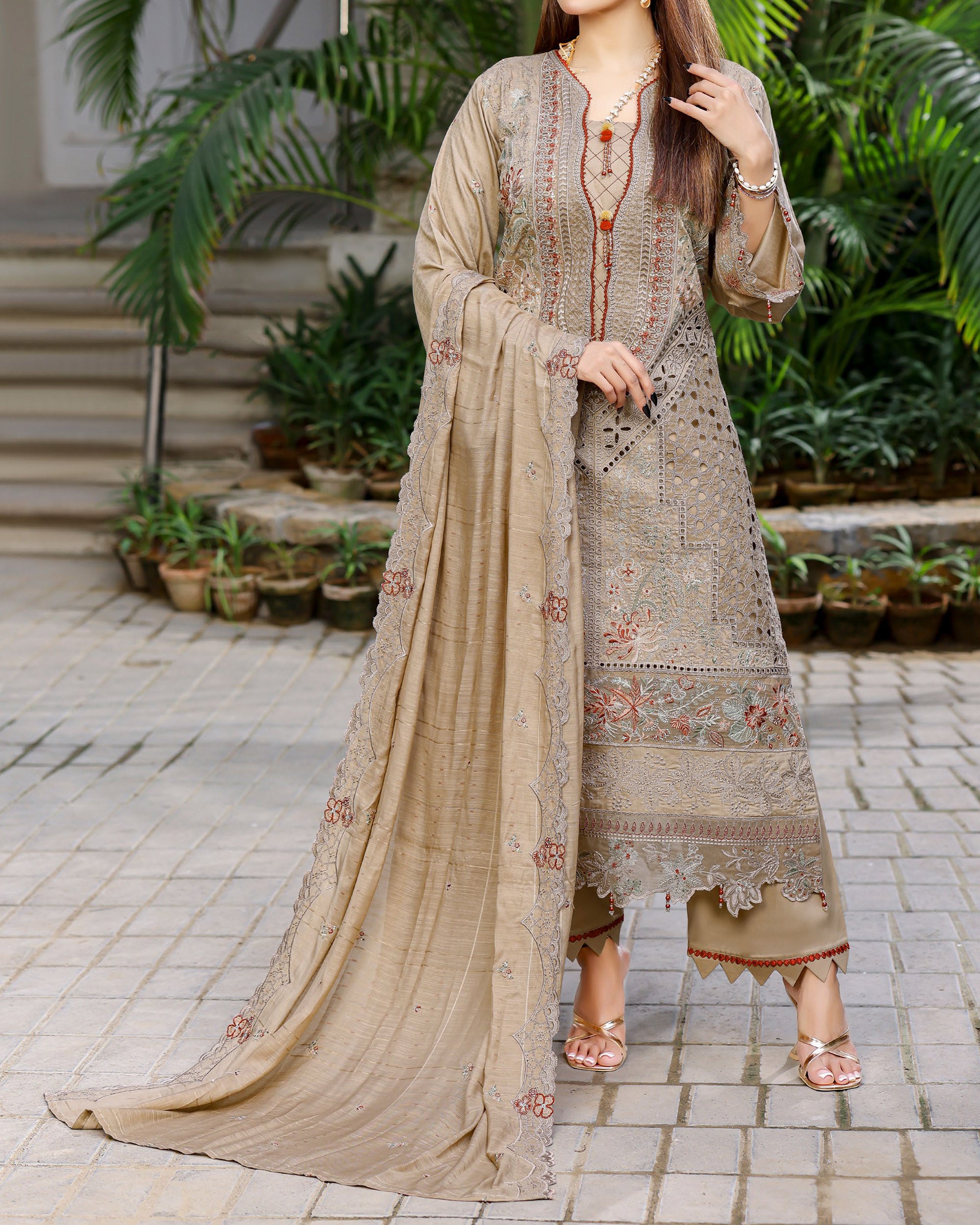 RA-Bin Hameed Tamin Viscose Fancy Embroidered Suit - 3 Pc