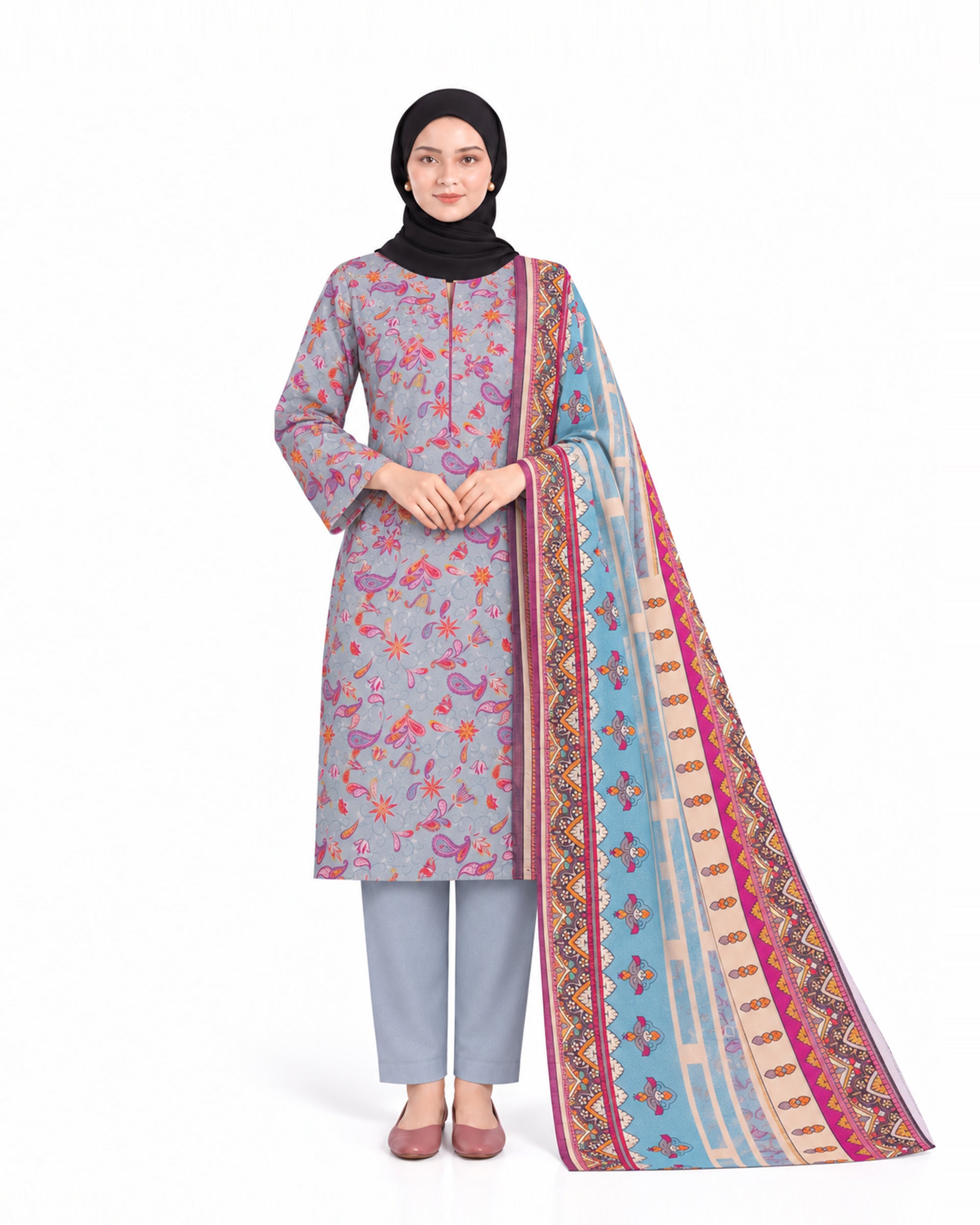 Al Jannat Dhanak Printed Suit - 3 Pc