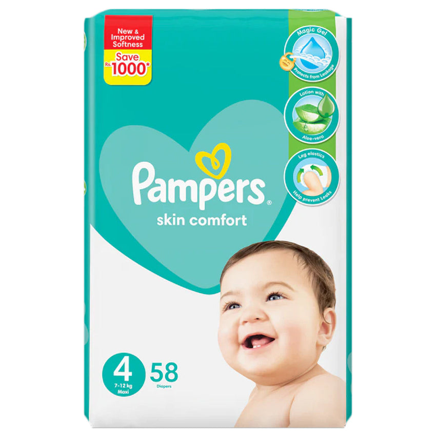 Pampers Skin Comfort 4 (7-12)Kg Maxi 58 Diapers, Diapers & Wipes, Pampers, Chase Value