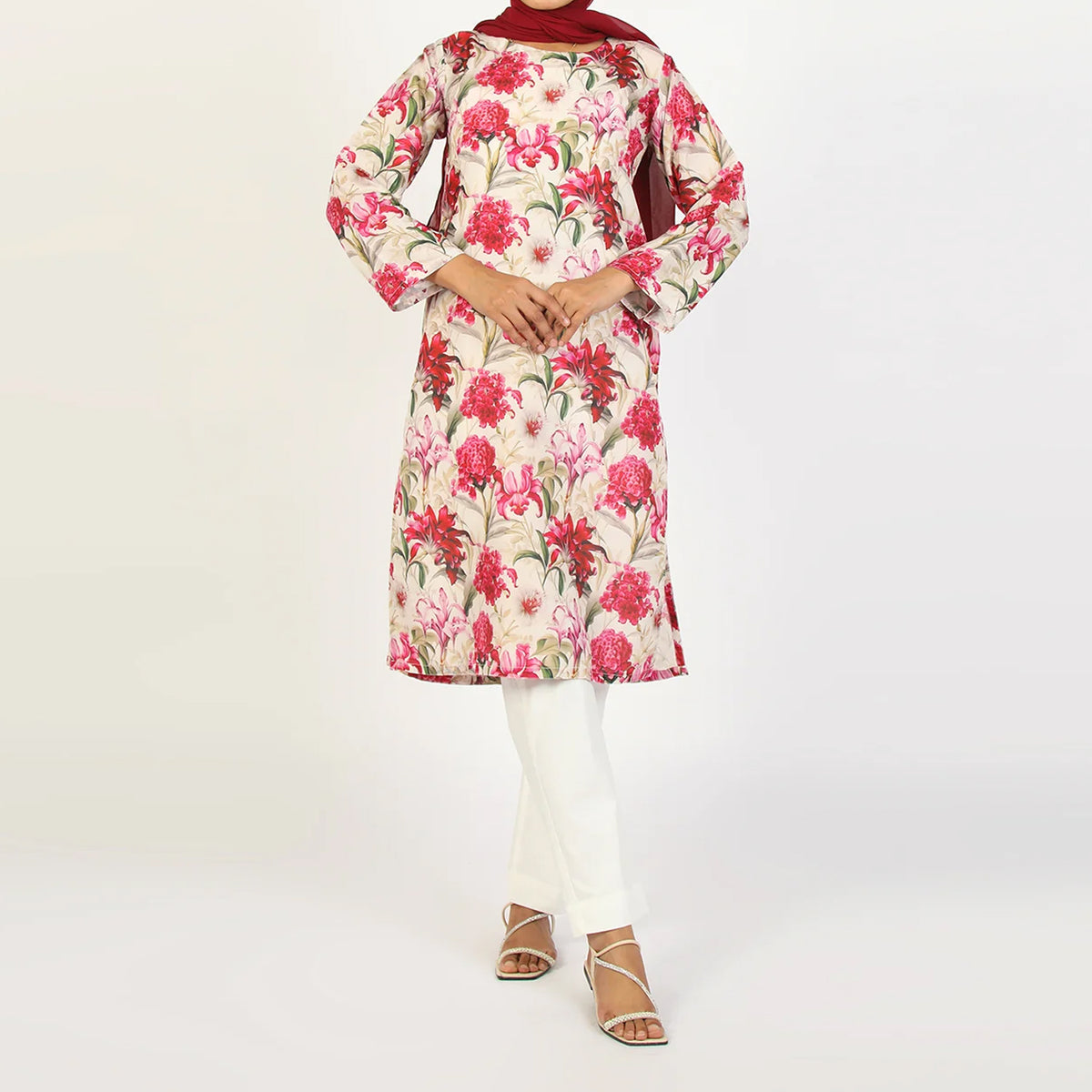 Women's Lawn Kurti - Pink, Women Ready Kurtis, Chase Value, Chase Value