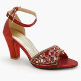 Women's Heel Sandal - Red, Women Heels, Chase Value, Chase Value