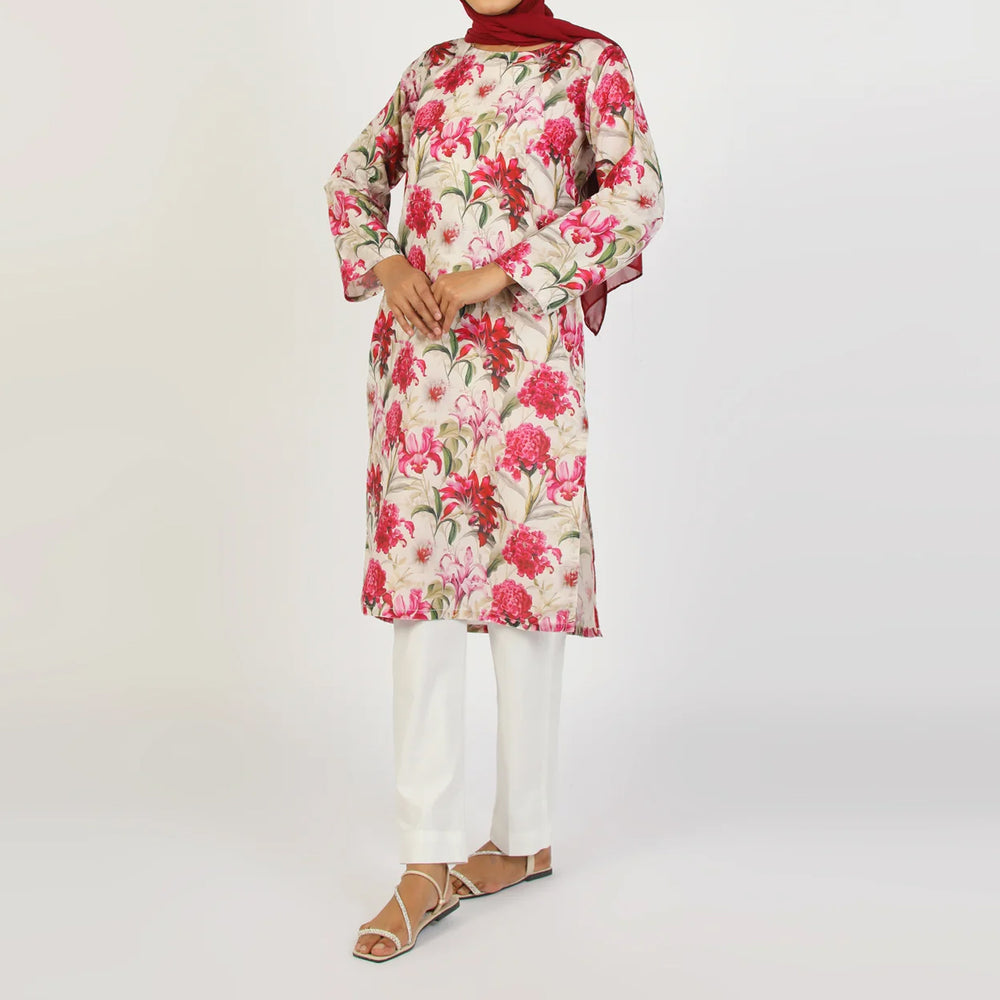 Women's Lawn Kurti - Pink, Women Ready Kurtis, Chase Value, Chase Value
