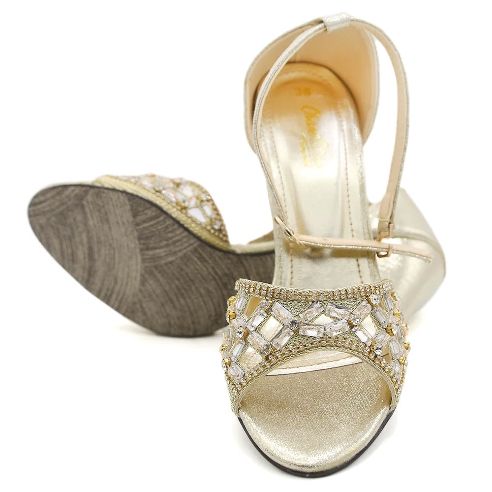 Women's Heel Sandal - Golden, Women Heels, Chase Value, Chase Value
