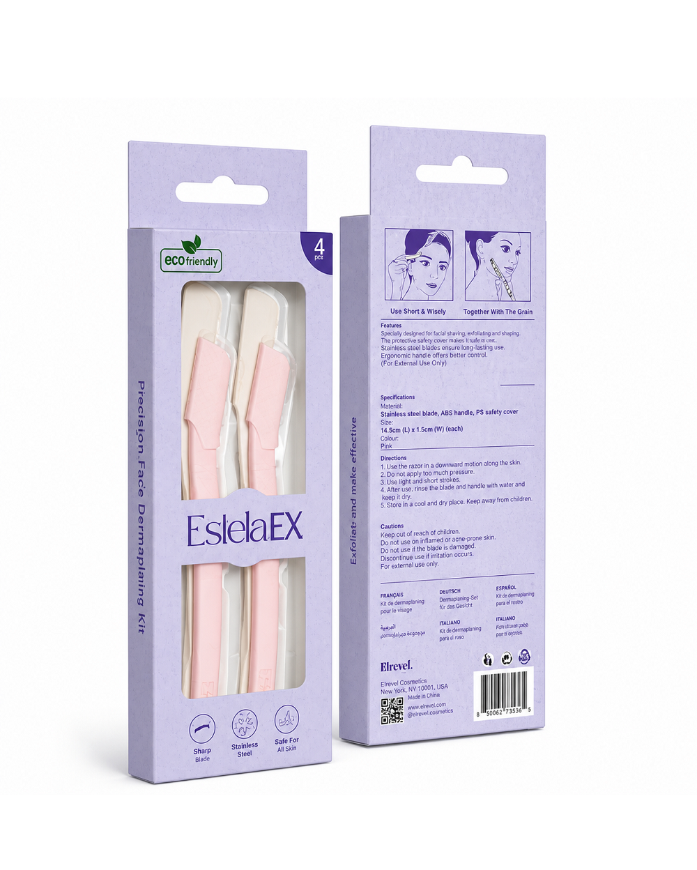 Estela EX Eye Brow Razor 4s (2 Small, 2 Regular)