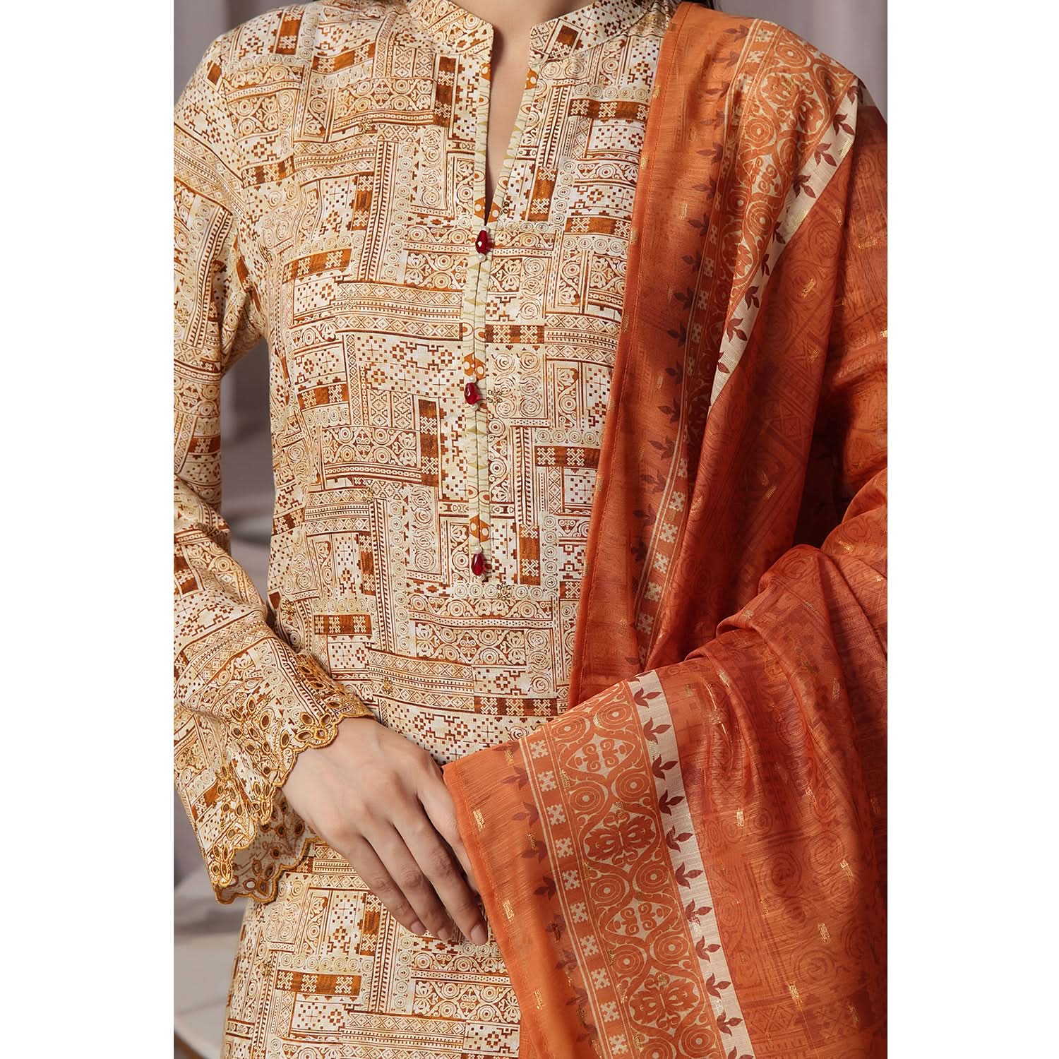VS-AIZA & MOMINA Cambric Embroidered Unstitched 3pcs Suit - 64, Women, 3Pcs Shalwar Suit, VS Textile, Chase Value