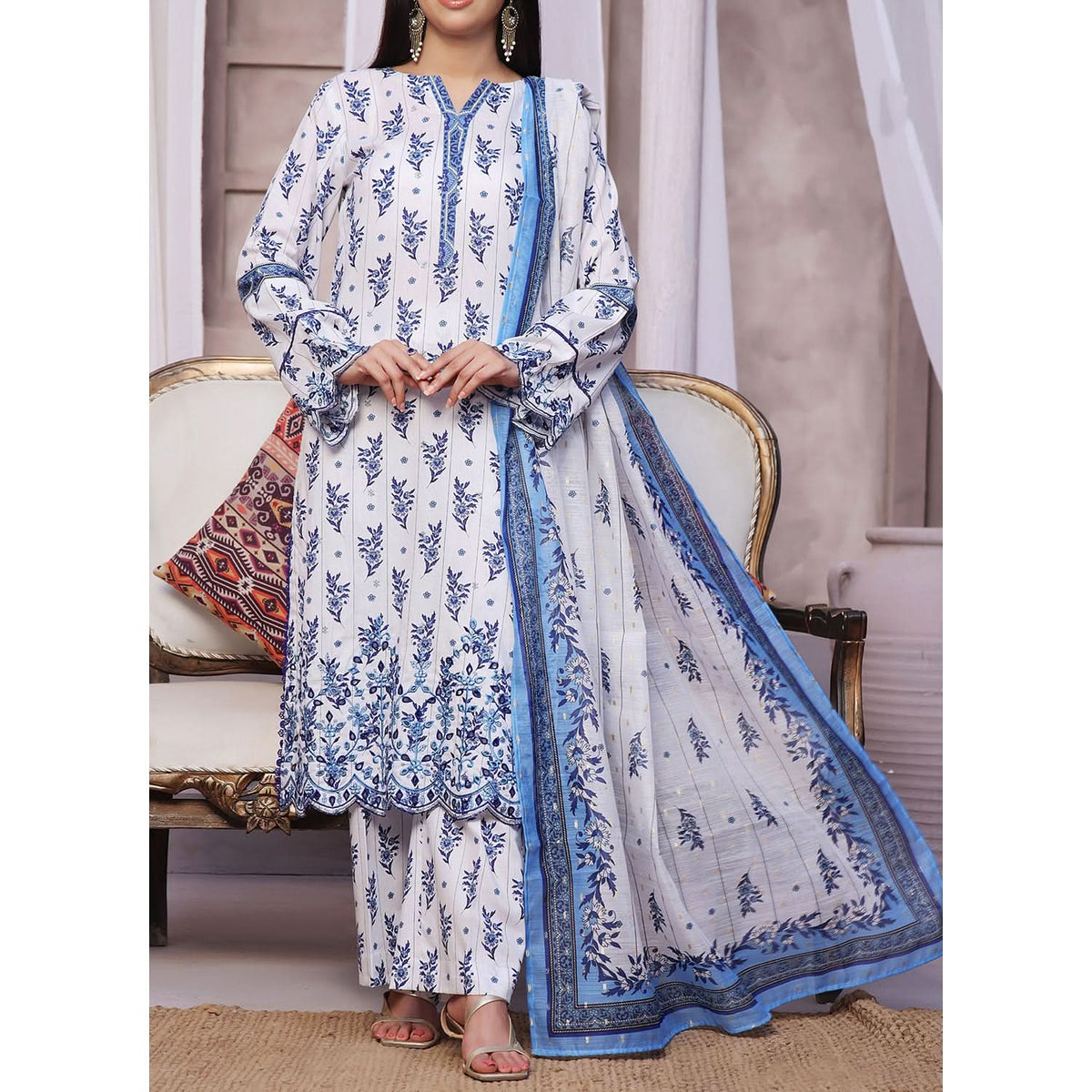 VS-AIZA & MOMINA Cambric Embroidered Unstitched 3pcs Suit - 67, Women, 3Pcs Shalwar Suit, VS Textile, Chase Value