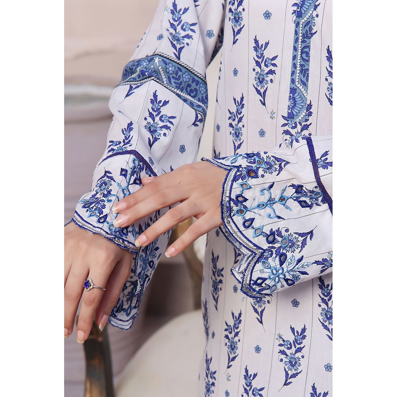 VS-AIZA & MOMINA Cambric Embroidered Unstitched 3pcs Suit - 67, Women, 3Pcs Shalwar Suit, VS Textile, Chase Value