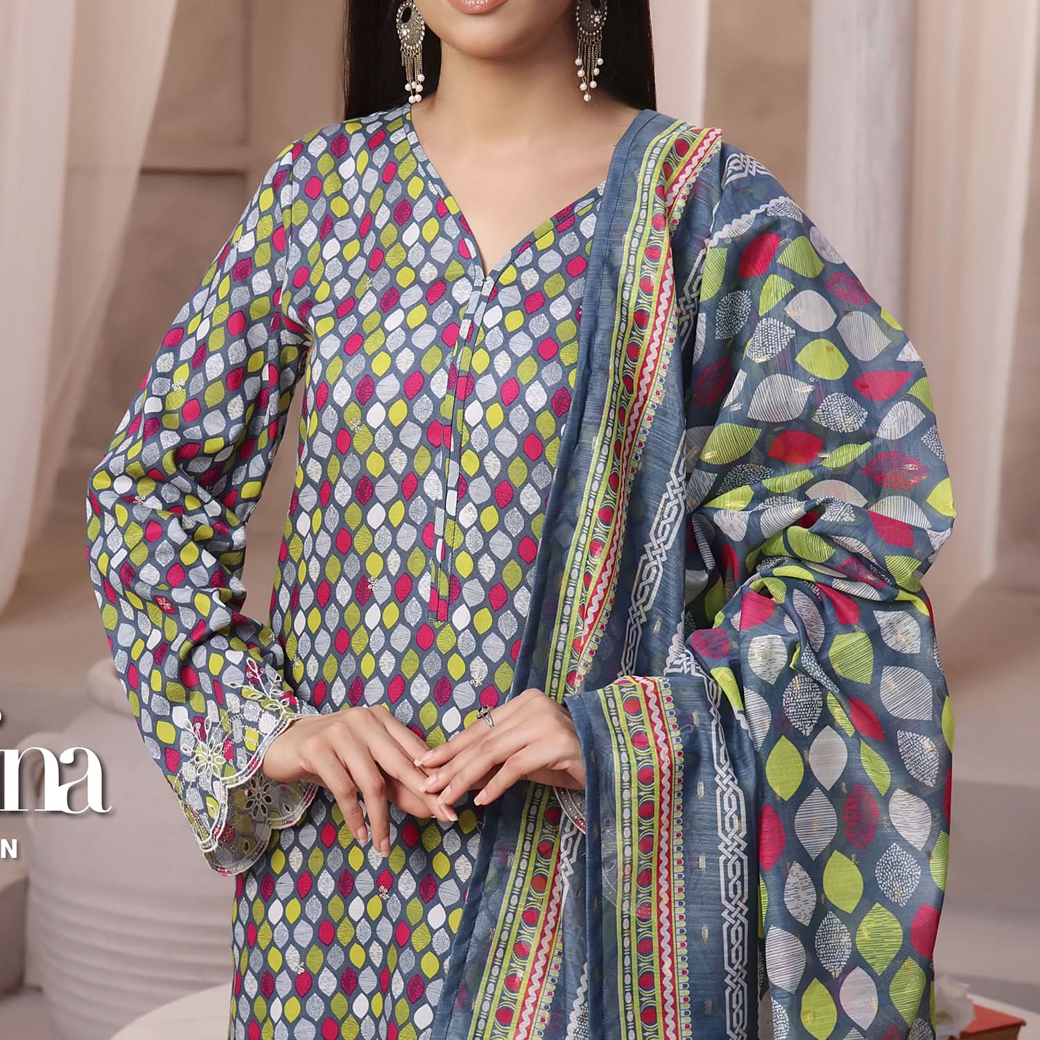 VS-AIZA & MOMINA Cambric Embroidered Unstitched 3pcs Suit - 65, Women, 3Pcs Shalwar Suit, VS Textile, Chase Value