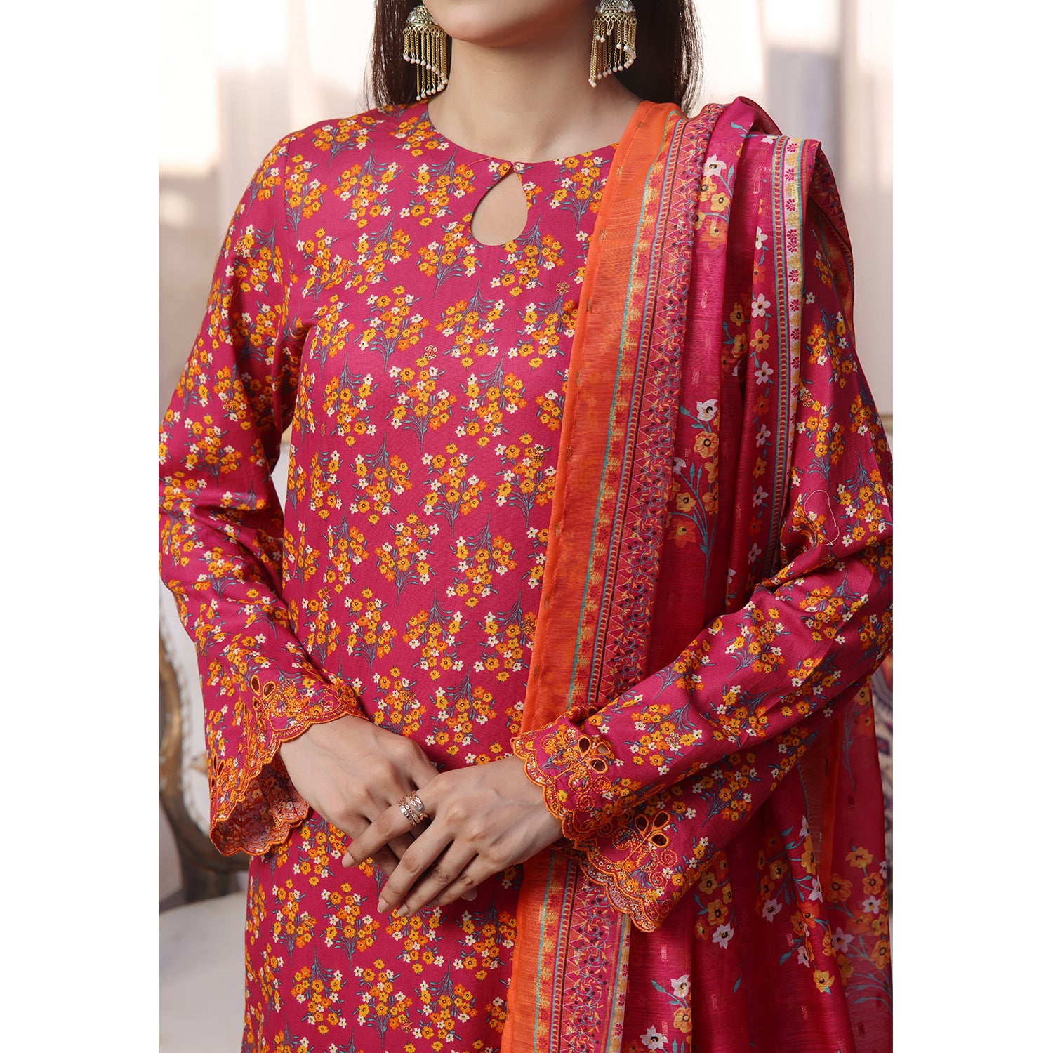 VS-AIZA & MOMINA Cambric Embroidered Unstitched 3pcs Suit - 66, Women, 3Pcs Shalwar Suit, VS Textile, Chase Value
