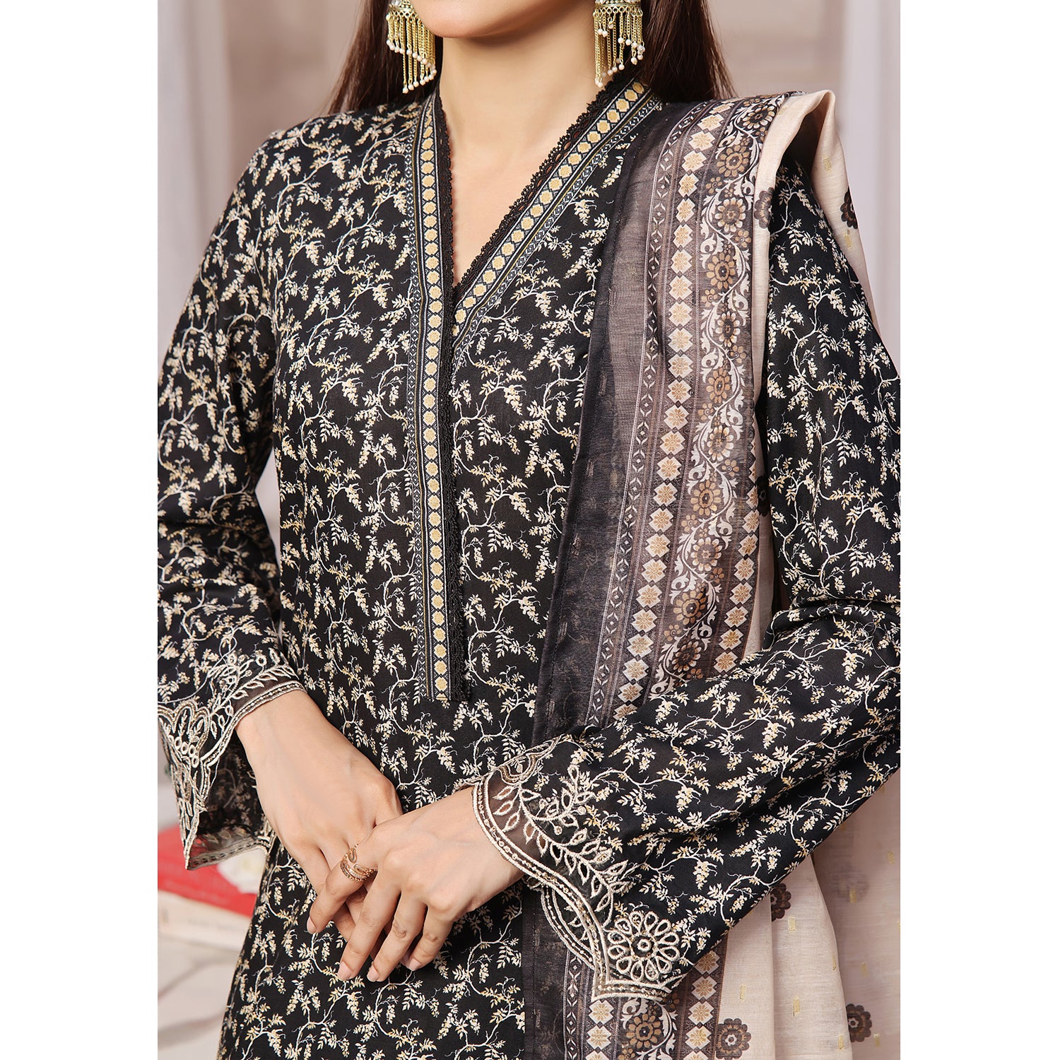 VS-AIZA & MOMINA Cambric Embroidered Unstitched 3pcs Suit - 68, Women, 3Pcs Shalwar Suit, VS Textile, Chase Value