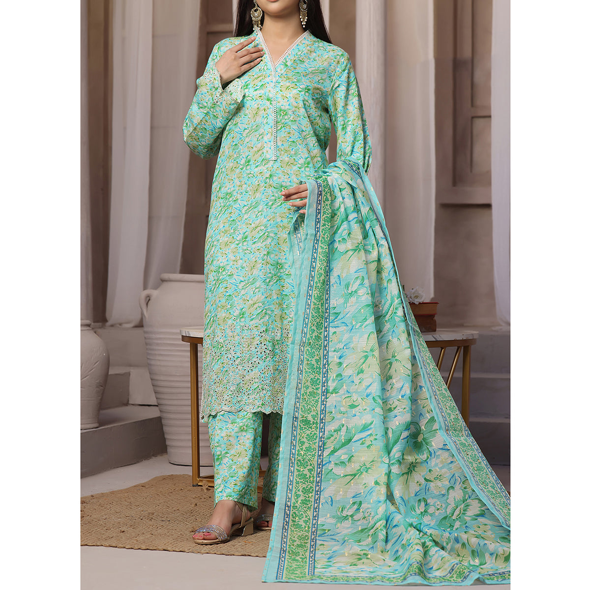 VS-AIZA & MOMINA Cambric Embroidered Unstitched 3pcs Suit - 69, Women, 3Pcs Shalwar Suit, VS Textile, Chase Value