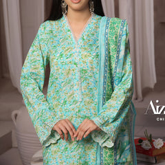 VS-AIZA & MOMINA Cambric Embroidered Unstitched 3pcs Suit - 69