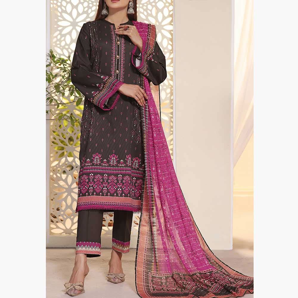 Anmol Cottel Linen Printed Unstitched 3Pcs Suit - 242, Women, 3Pcs Shalwar Suit, VS Textiles, Chase Value