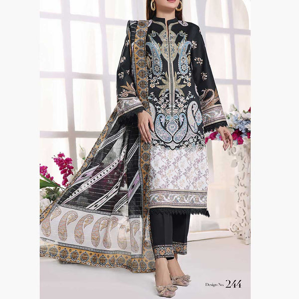 Anmol Cottel Linen Printed Unstitched 3Pcs Suit - 244, Women, 3Pcs Shalwar Suit, VS Textiles, Chase Value