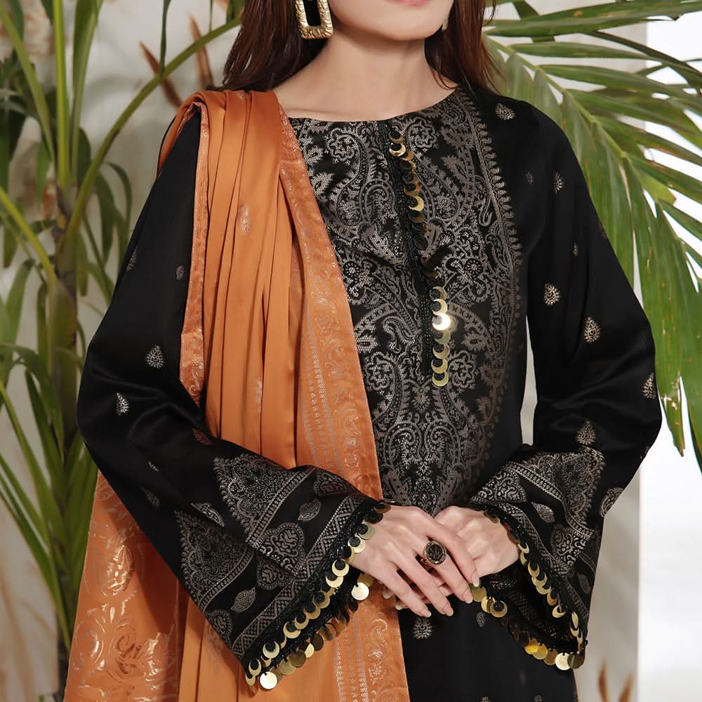Vs Jacquard Broshia Suit Unstitched 3Pcs V-1 - 2301 - B, Women, 3Pcs Shalwar Suit, VS Textile, Chase Value