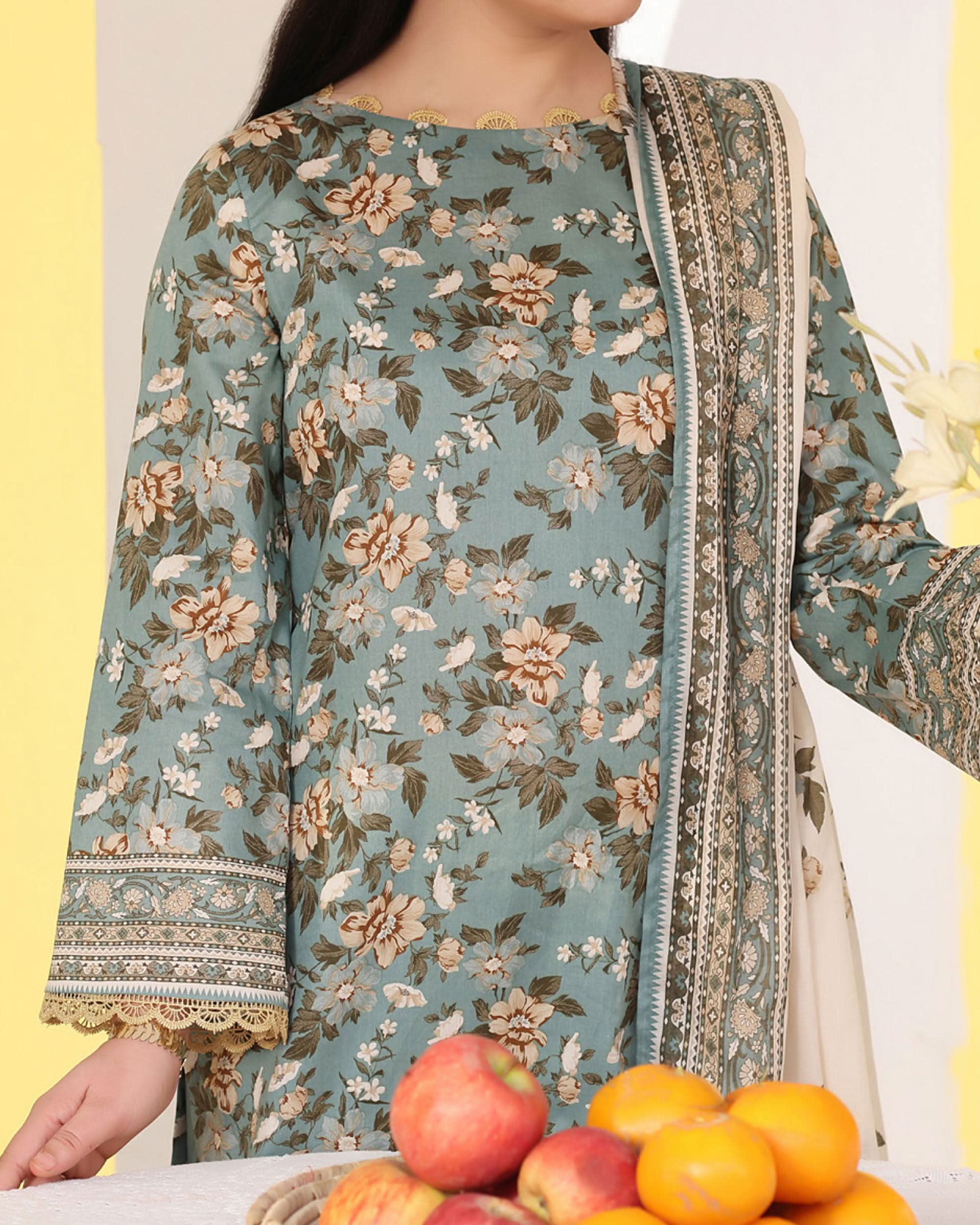 DAMAN Exclusive Lawn Printed 3-Piece Suit By VS Textile V-4, Women, 3Pcs Shalwar Suit, Chase Value, Chase Value