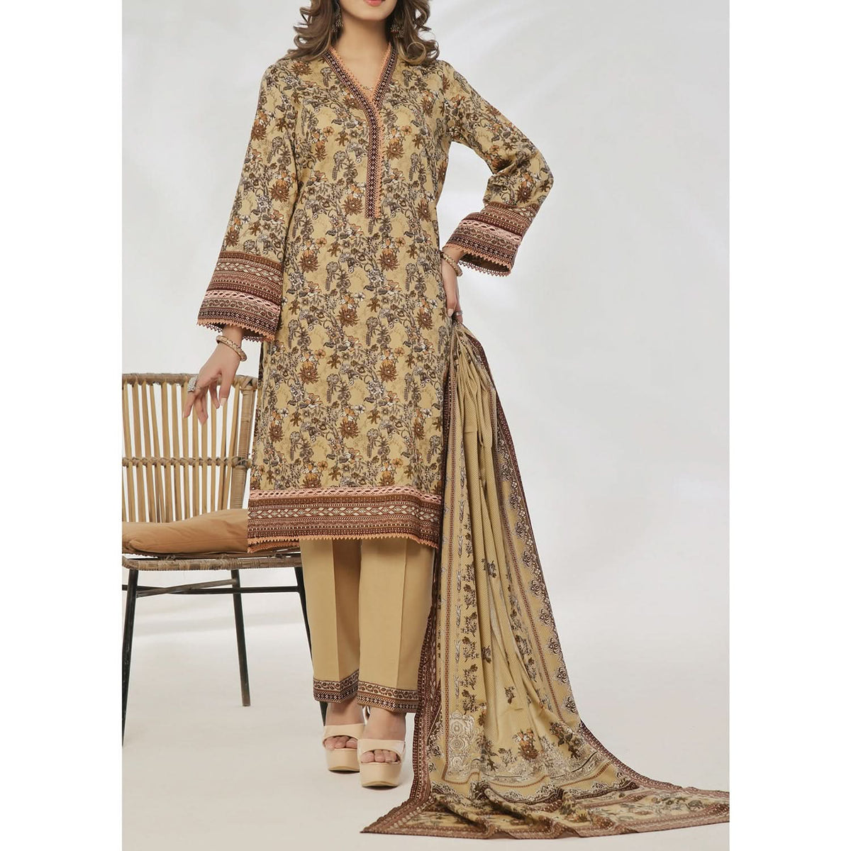 VS Daman Cambric Unstitched 3pcs Suit - 602-B, Women, 3Pcs Shalwar Suit, VS Textile, Chase Value