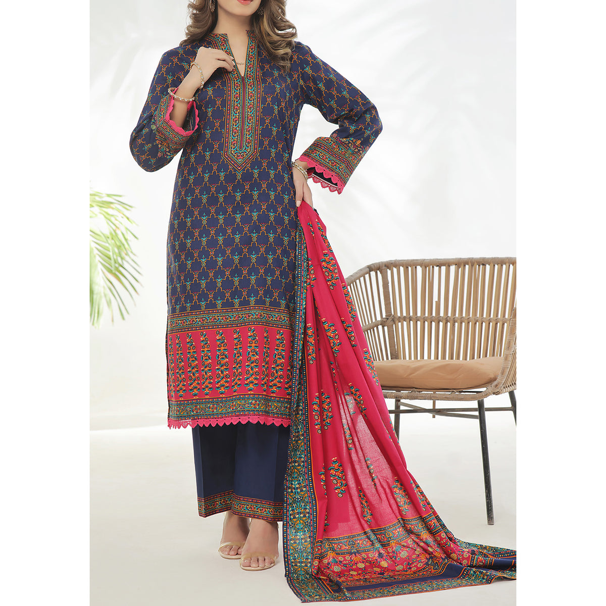 VS Daman Cambric Unstitched 3pcs Suit - 607-A, Women, 3Pcs Shalwar Suit, VS Textile, Chase Value
