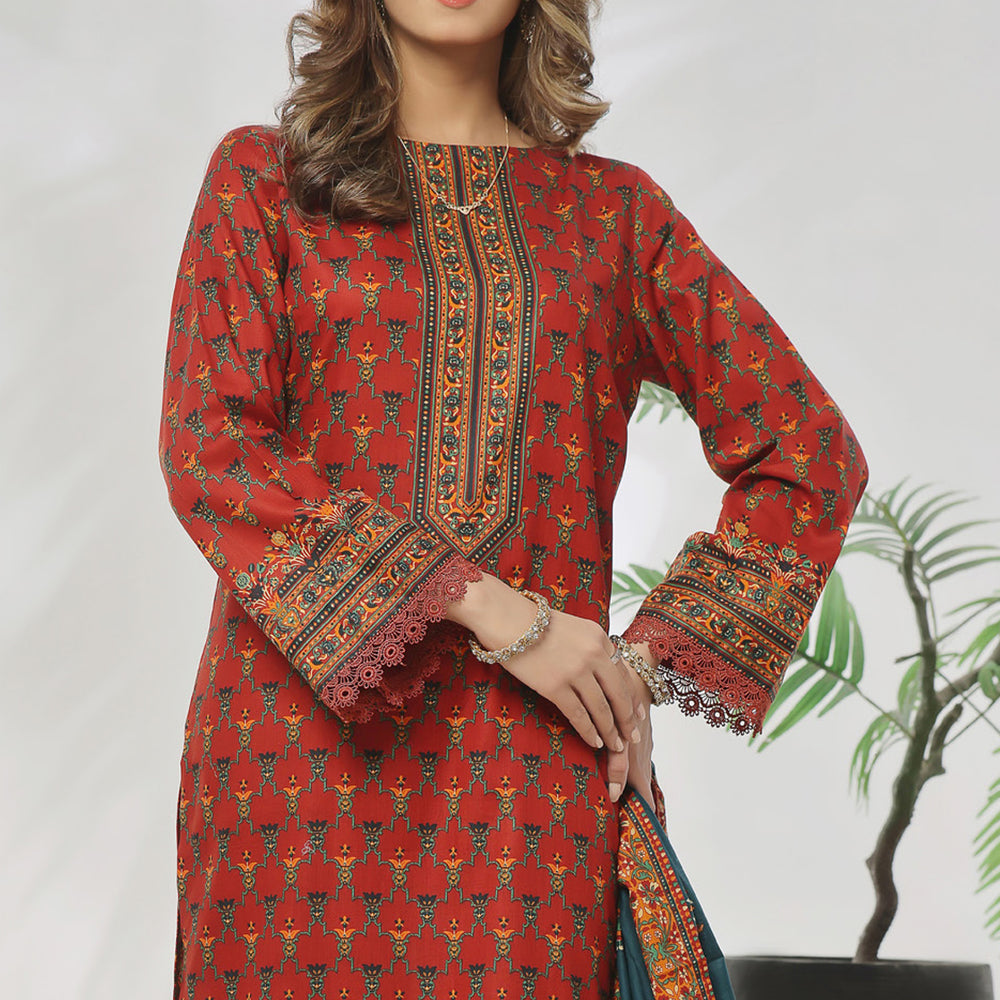 VS Daman Cambric Unstitched 3pcs Suit - 607-B, Women, 3Pcs Shalwar Suit, VS Textile, Chase Value