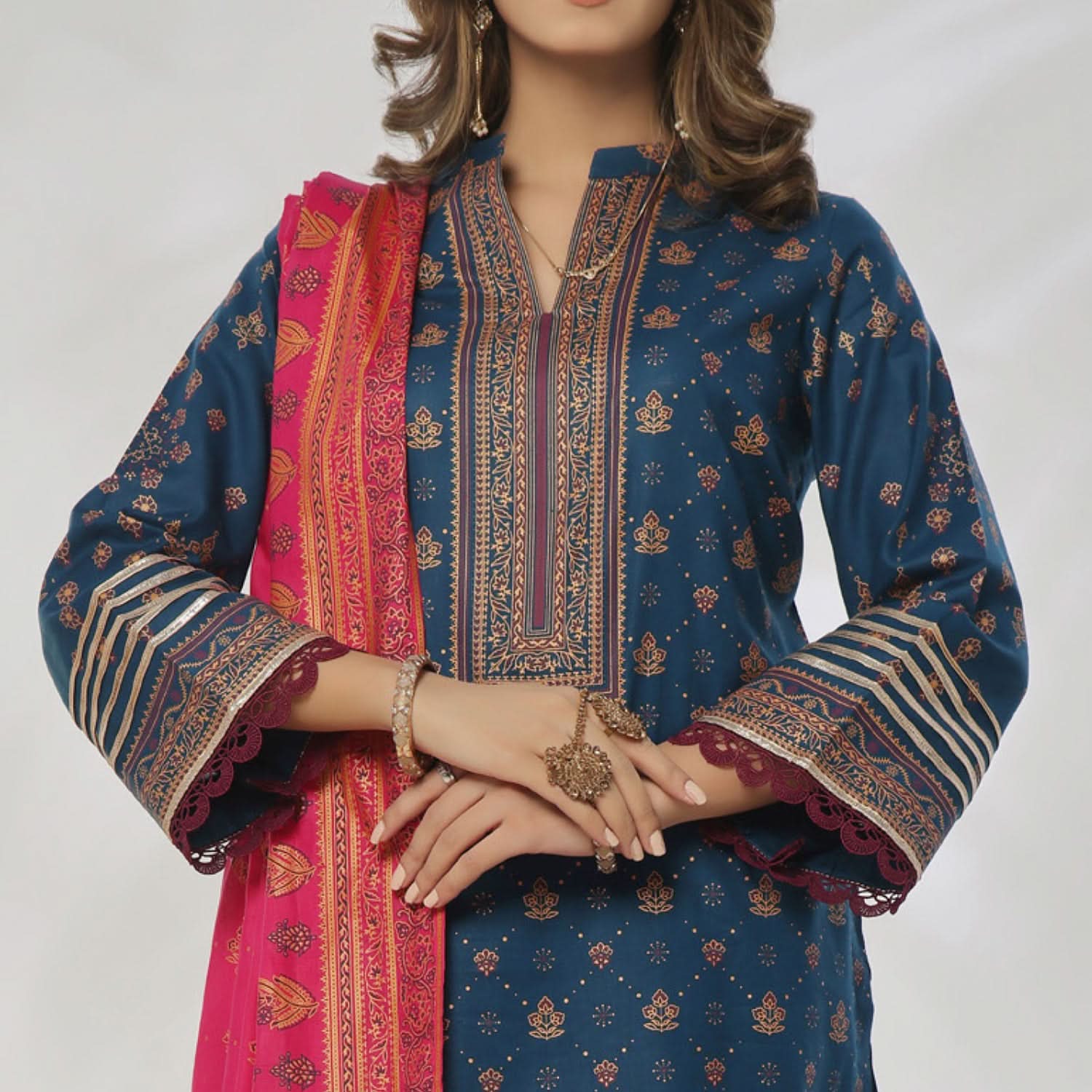 VS Daman Cambric Unstitched 3pcs Suit - 608-B, Women, 3Pcs Shalwar Suit, VS Textile, Chase Value