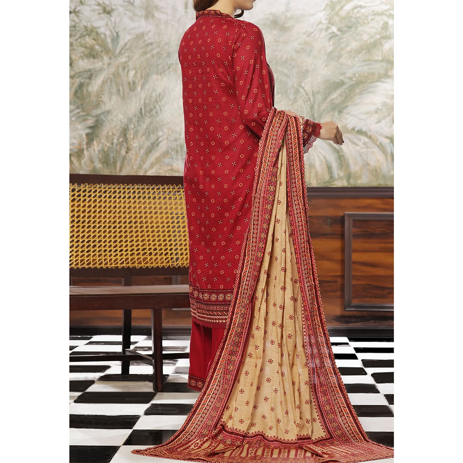VS Daman Cambric Printed Suit 3-Pes - 609-B, Women, 3Pcs Shalwar Suit, Chase Value, Chase Value