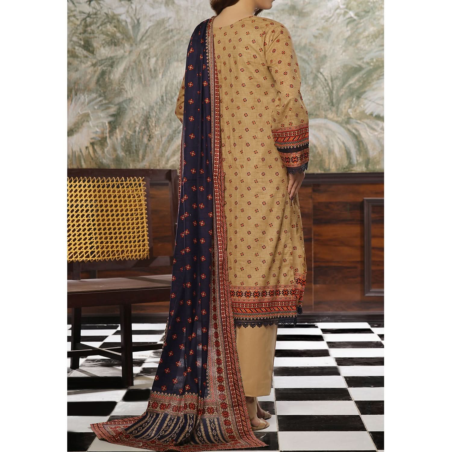VS Daman Cambric Printed Suit 3-Pes - 609-A, Women, 3Pcs Shalwar Suit, Chase Value, Chase Value