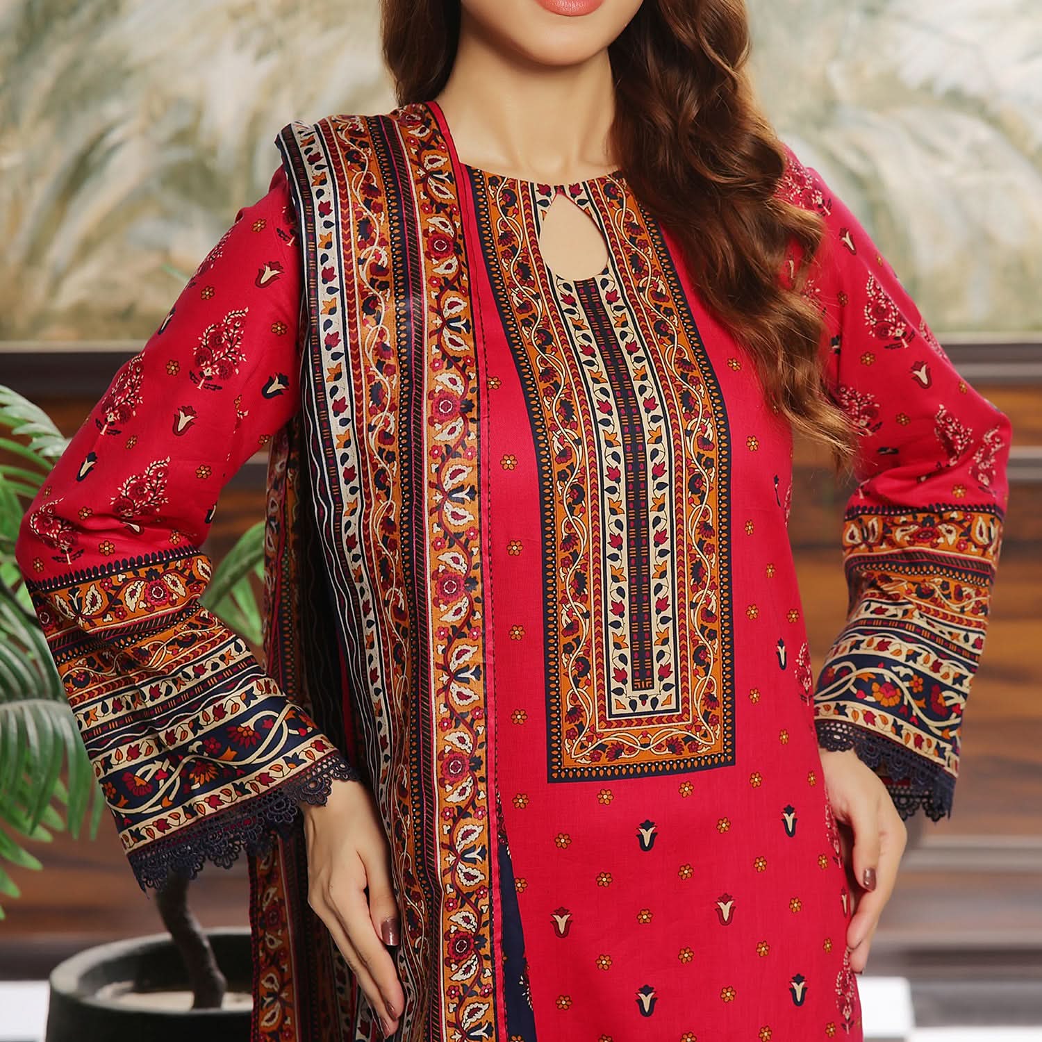 VS Daman Cambric Printed Suit 3-Pes - 610-B, Women, 3Pcs Shalwar Suit, Chase Value, Chase Value