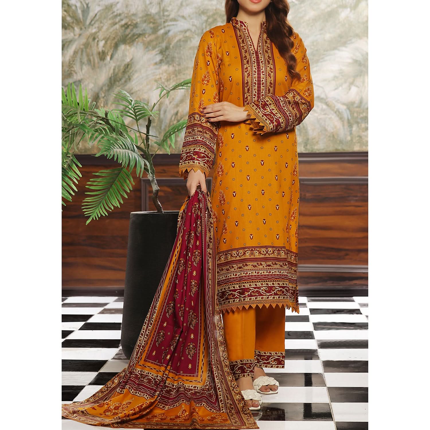 VS Daman Cambric Printed Suit 3-Pes - 610-A, Women, 3Pcs Shalwar Suit, Chase Value, Chase Value