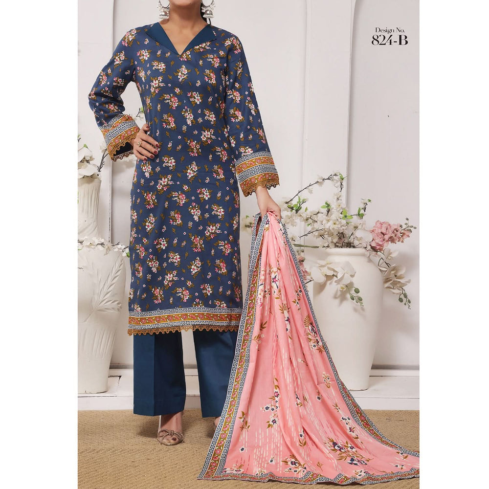DAMAN By Vs Textile Lawn Printed Unstitched 3Pcs Suit -824-B, Women, 3Pcs Shalwar Suit, Chase Value, Chase Value
