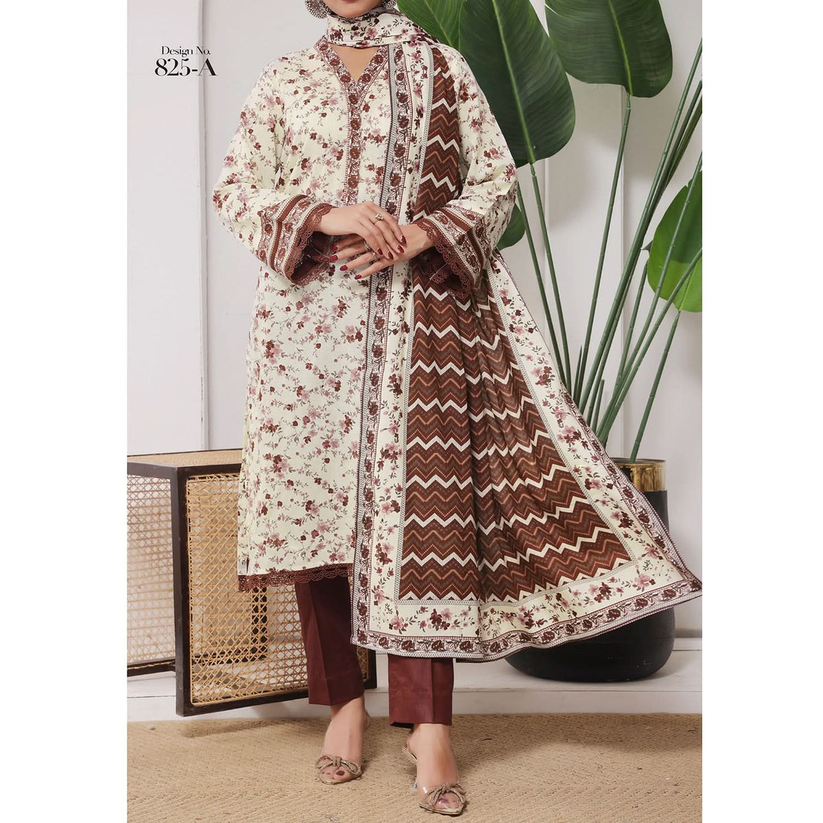 DAMAN By Vs Textile Lawn Printed Unstitched 3Pcs Suit -825-A, Women, 3Pcs Shalwar Suit, Chase Value, Chase Value