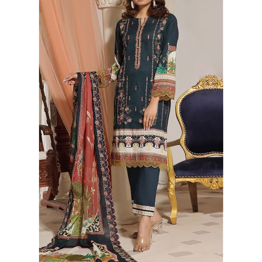 Vs Misri Lawn Digital Printed Embroidered Unstitched 3Pcs Suit, Women, 3Pcs Shalwar Suit, VS Textile Mills, Chase Value