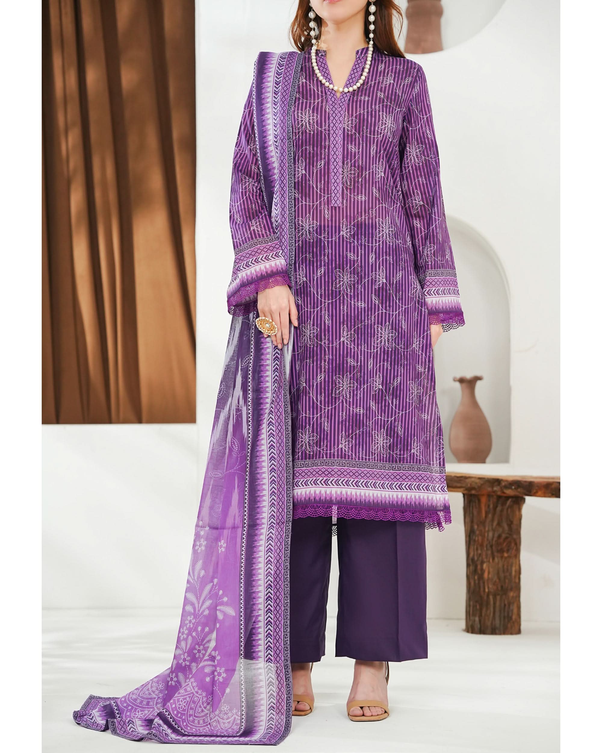 MISRI Lawn Printed 3-Piece Suit By VS Textile V-1, Women, 3Pcs Shalwar Suit, Chase Value, Chase Value