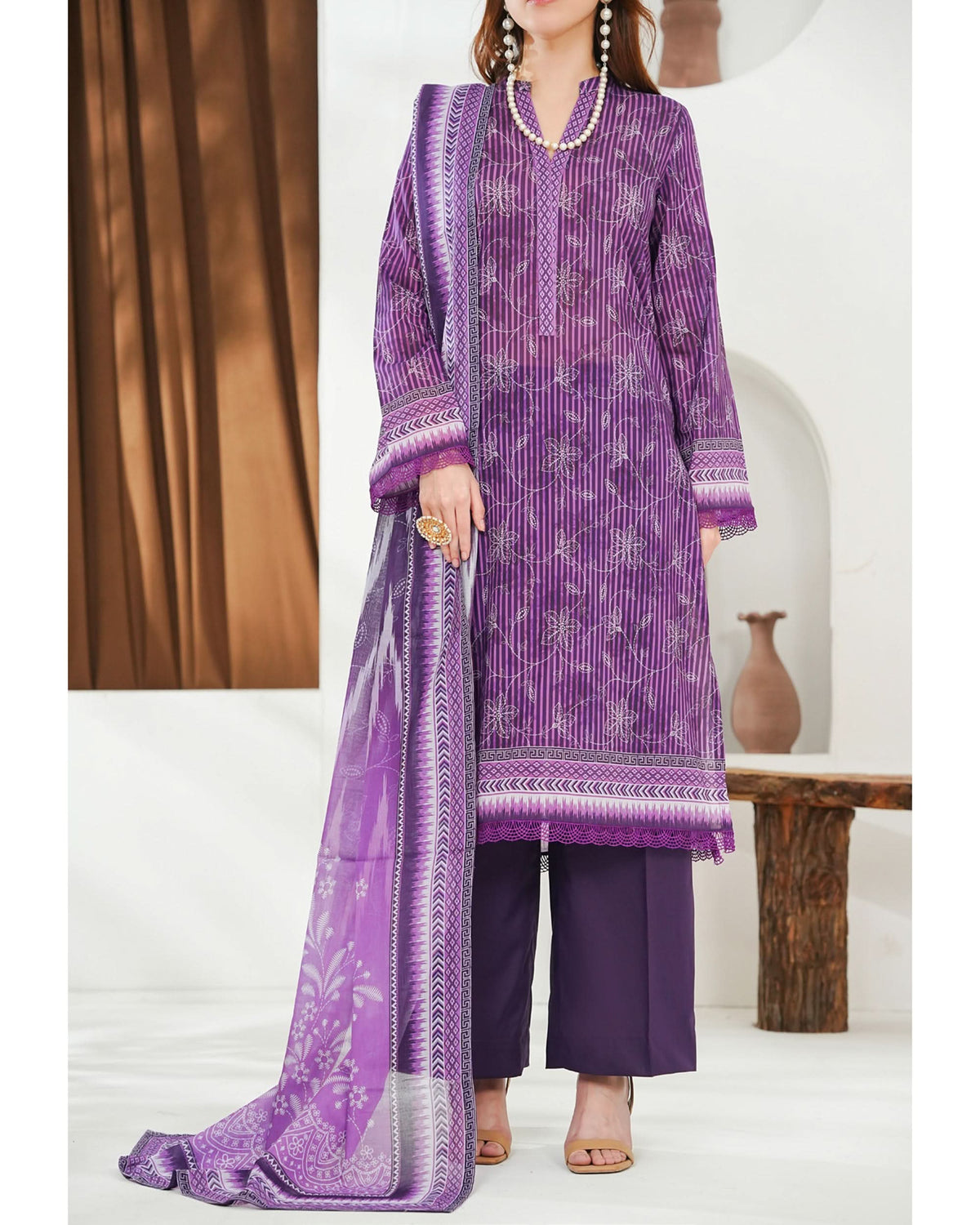 MISRI Lawn Printed 3-Piece Suit By VS Textile V-1, Women, 3Pcs Shalwar Suit, Chase Value, Chase Value