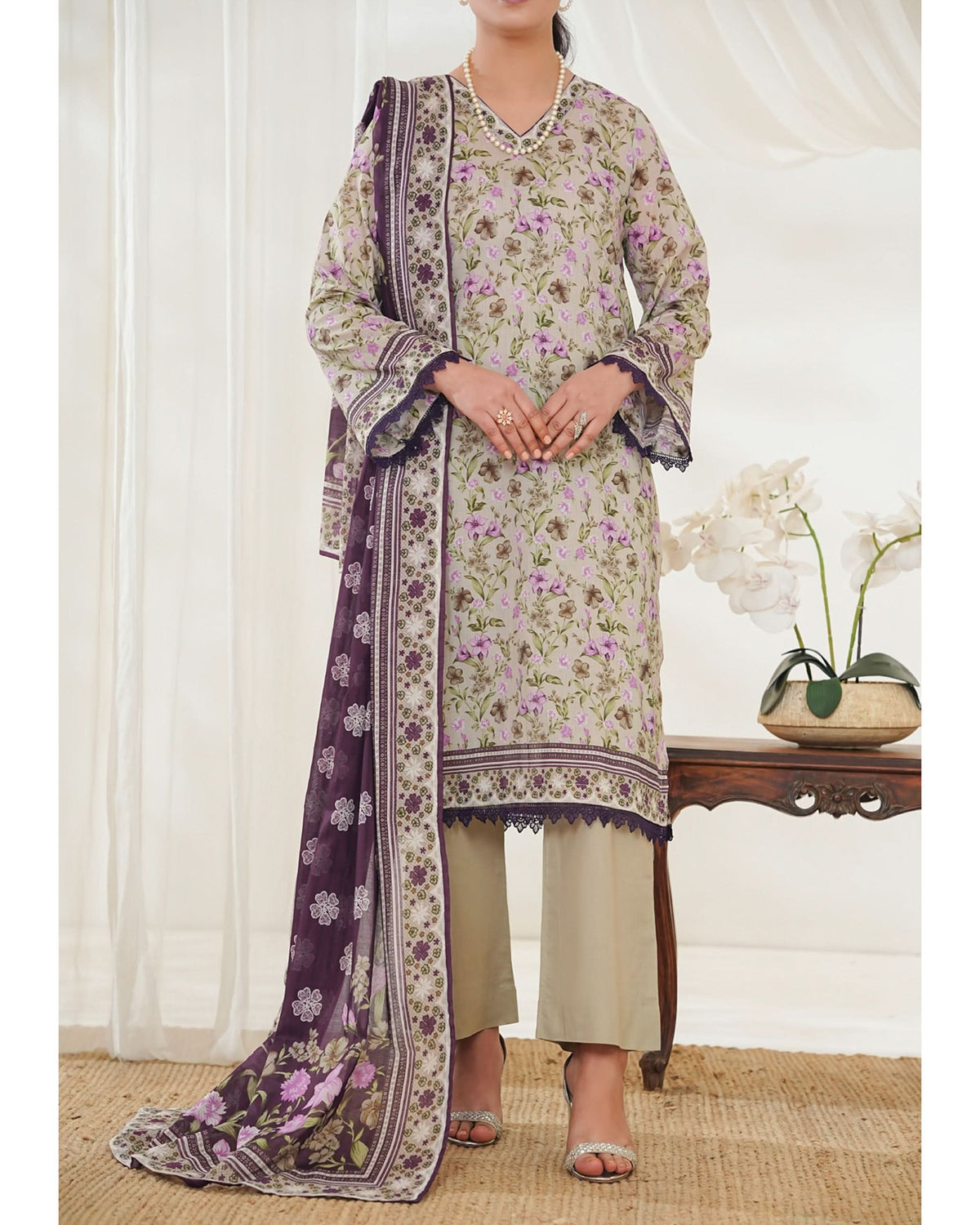MISRI Lawn Printed 3-Piece Suit By VS Textile V-2, Women, 3Pcs Shalwar Suit, Chase Value, Chase Value
