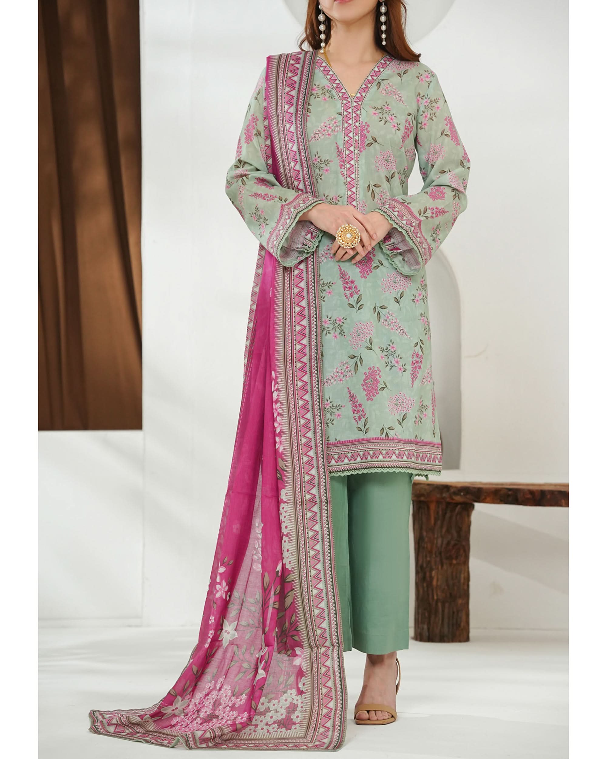 MISRI Lawn Printed 3-Piece Suit By VS Textile V-1, Women, 3Pcs Shalwar Suit, Chase Value, Chase Value