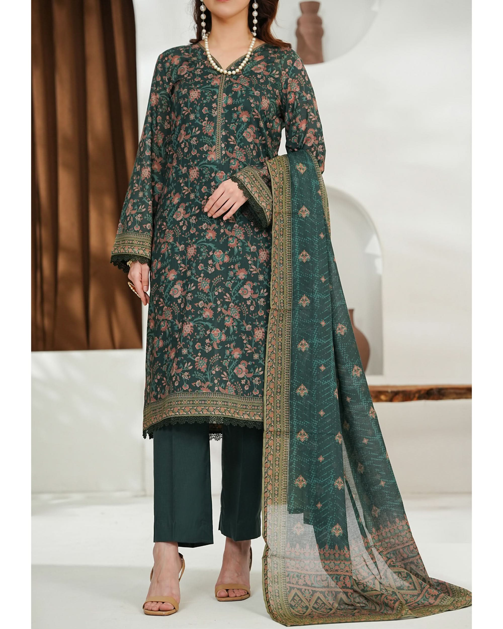 MISRI Lawn Printed 3-Piece Suit By VS Textile V-1, Women, 3Pcs Shalwar Suit, Chase Value, Chase Value
