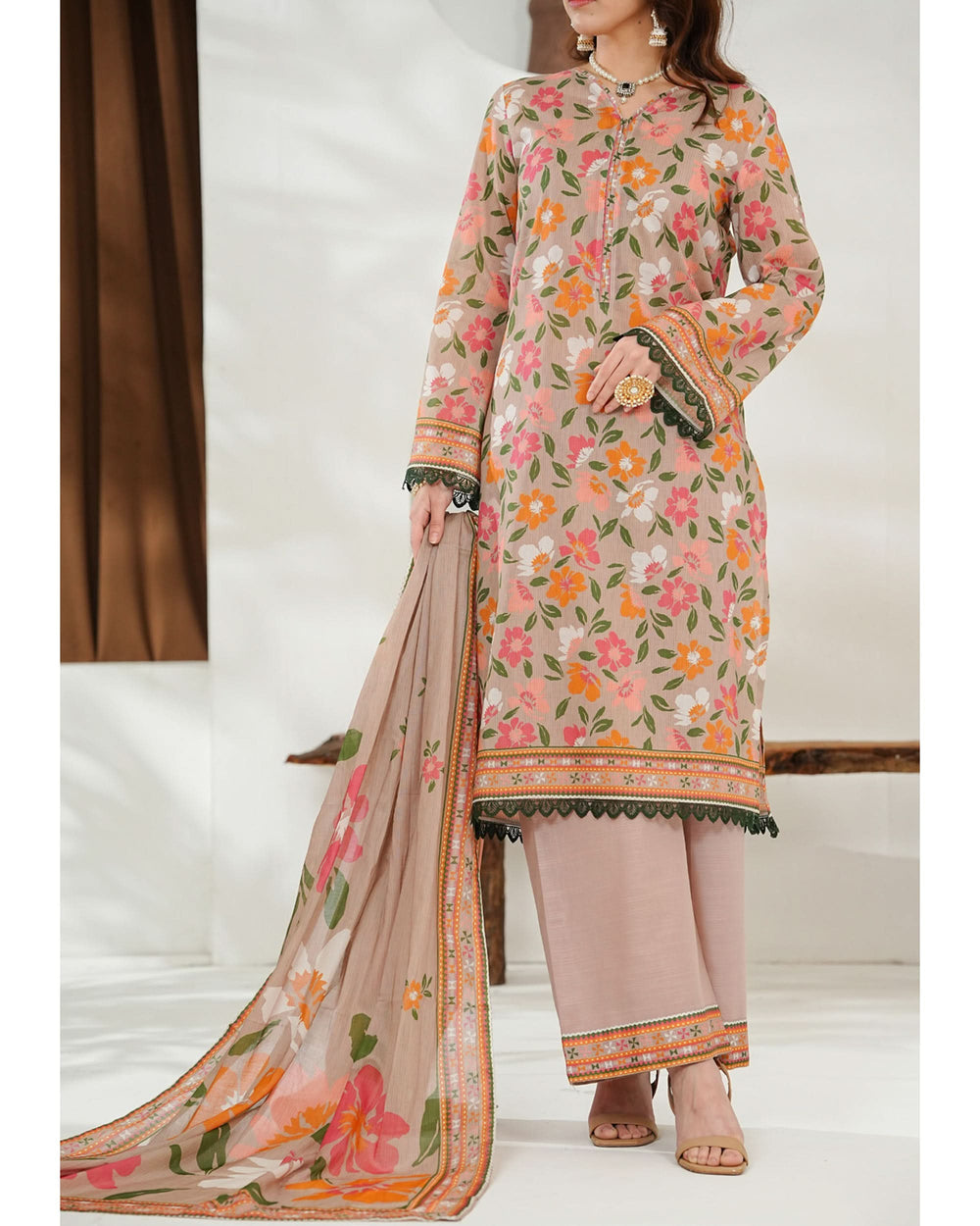 MISRI Lawn Printed 3-Piece Suit By VS Textile V-1, Women, 3Pcs Shalwar Suit, Chase Value, Chase Value