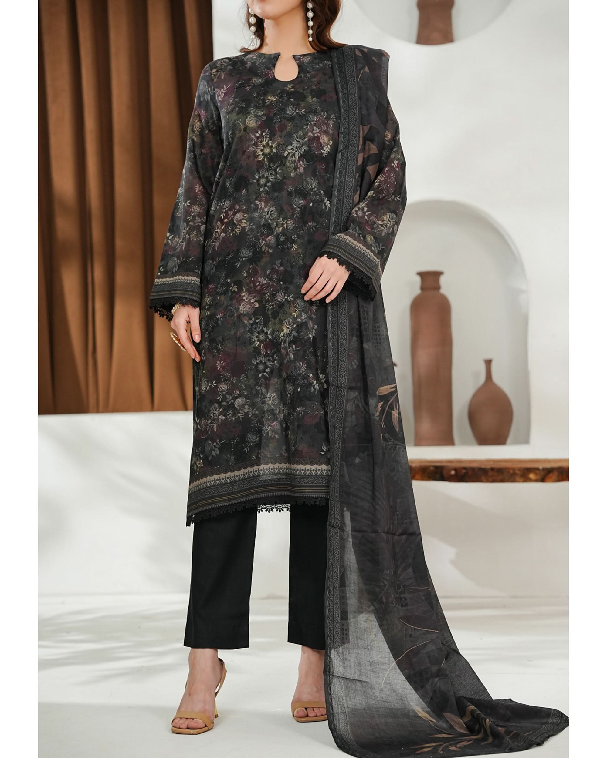 MISRI Lawn Printed 3-Piece Suit By VS Textile V-1, Women, 3Pcs Shalwar Suit, Chase Value, Chase Value