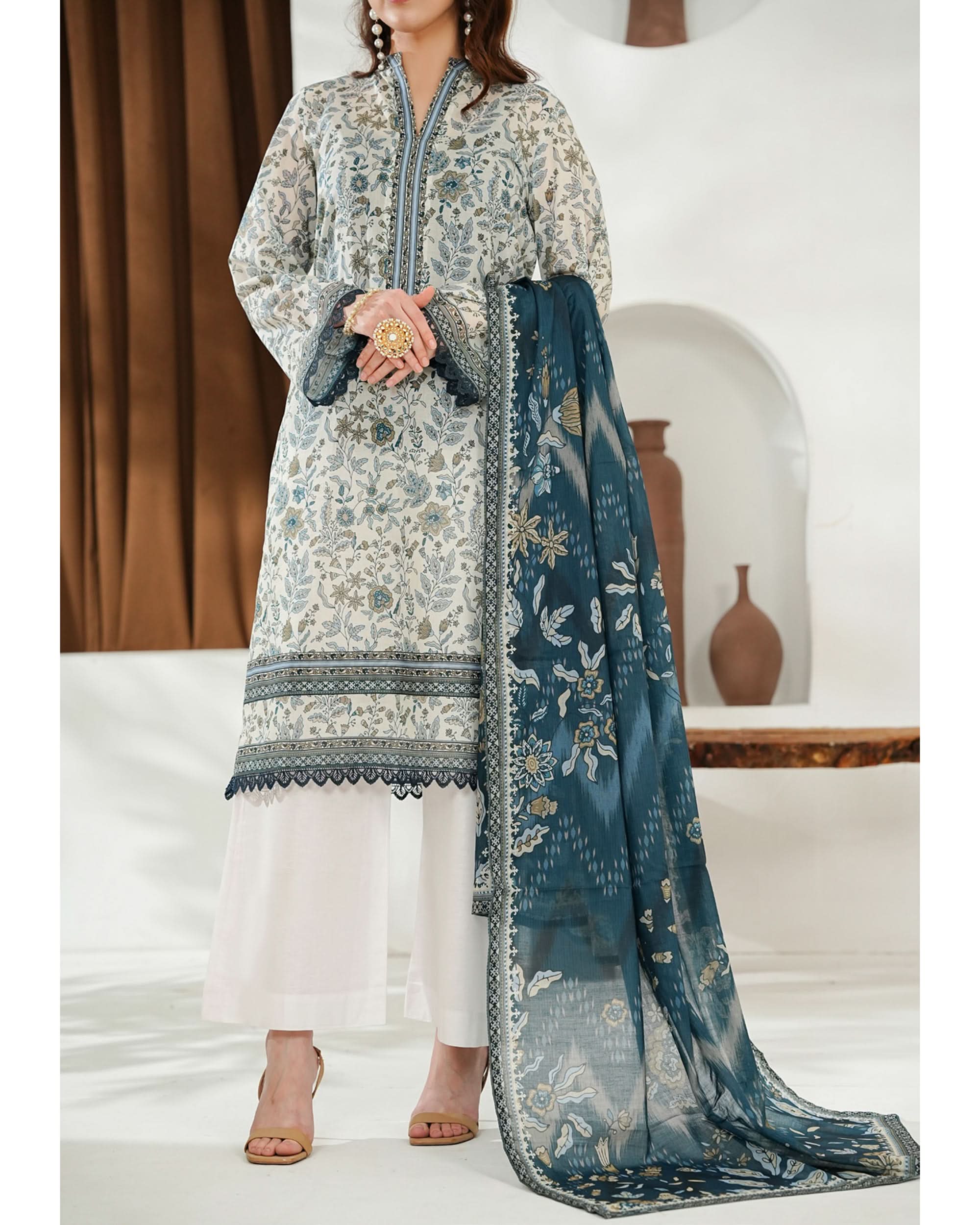 MISRI Lawn Printed 3-Piece Suit By VS Textile V-1, Women, 3Pcs Shalwar Suit, Chase Value, Chase Value