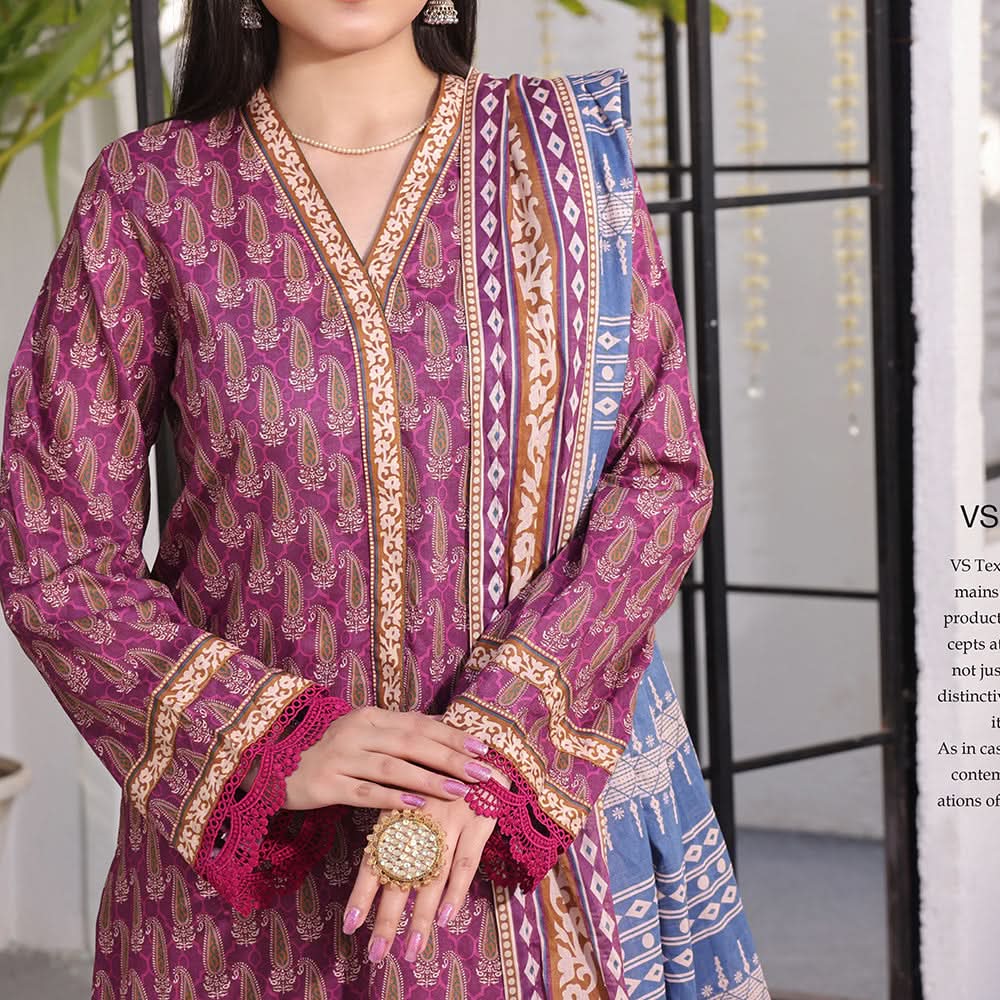 Vs Signature Printed Lawn Unstitched Suit 3Pcs - 340, Women, 3Pcs Shalwar Suit, VS Textile, Chase Value