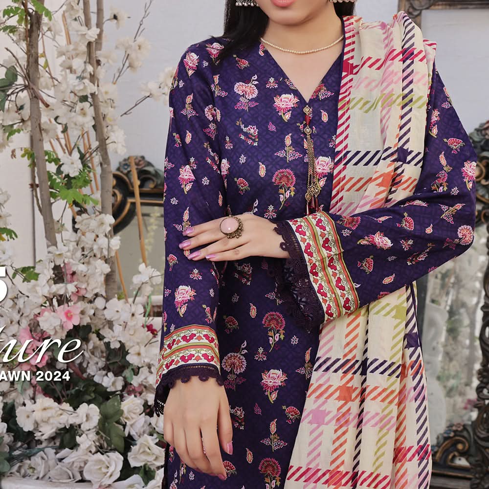 Vs Signature Printed Lawn Unstitched Suit 3Pcs - 342, Women, 3Pcs Shalwar Suit, VS Textile, Chase Value