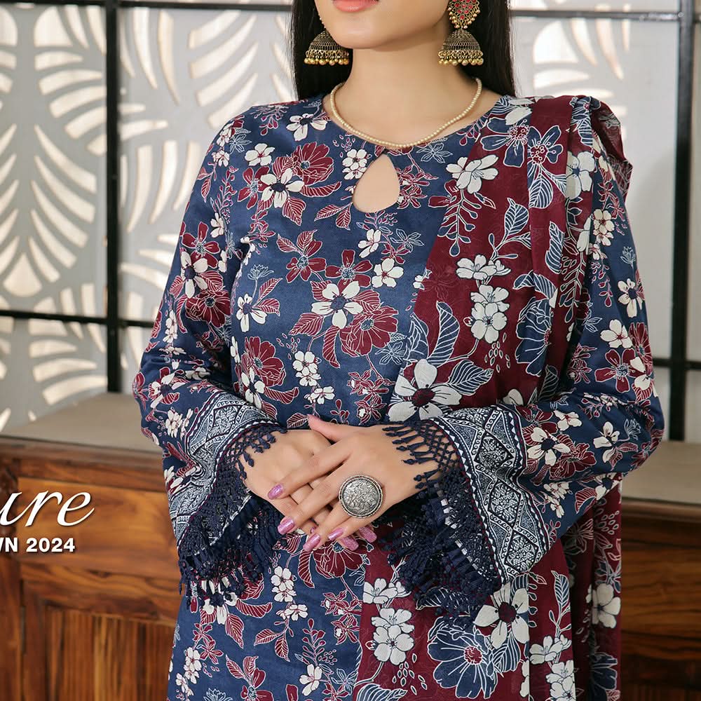 Vs Signature Printed Lawn Unstitched Suit 3Pcs - 347, Women, 3Pcs Shalwar Suit, VS Textile, Chase Value