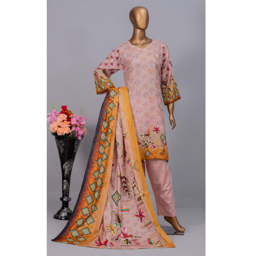 Women's Valuable Unstitched 3Pcs Suit V-2 - 5