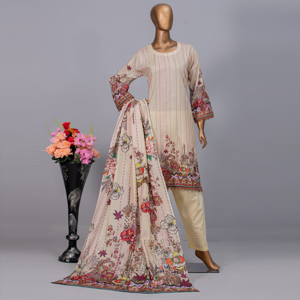 Women's Valuable Unstitched 3Pcs Suit V-2 - 10, Women, 3Pcs Shalwar Suit, Chase Value, Chase Value