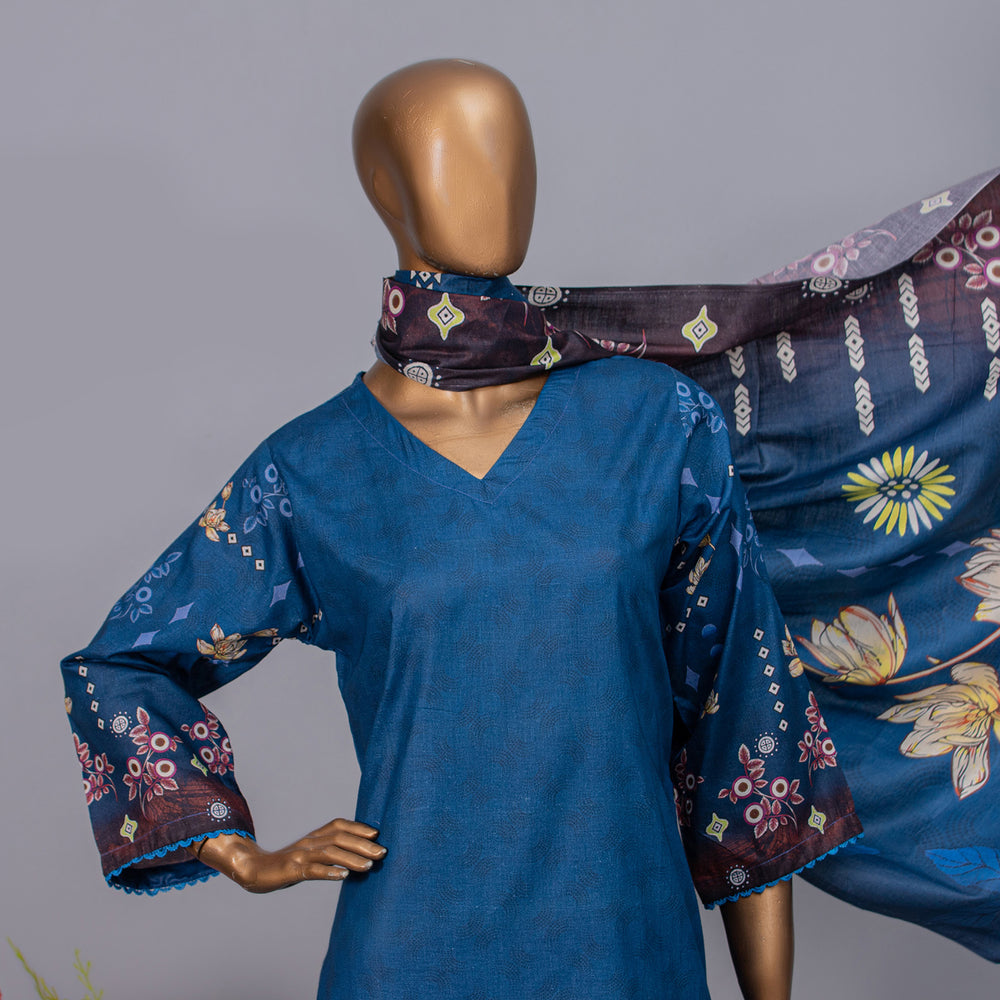 Women's Valuable Unstitched 3Pcs Suit V-2 - 7, Women, 3Pcs Shalwar Suit, Chase Value, Chase Value